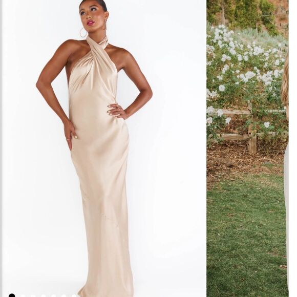 Show Me Your MuMu Dresses & Skirts - New show me your mumu champagne jasmine halter maxi twist neck dress gown